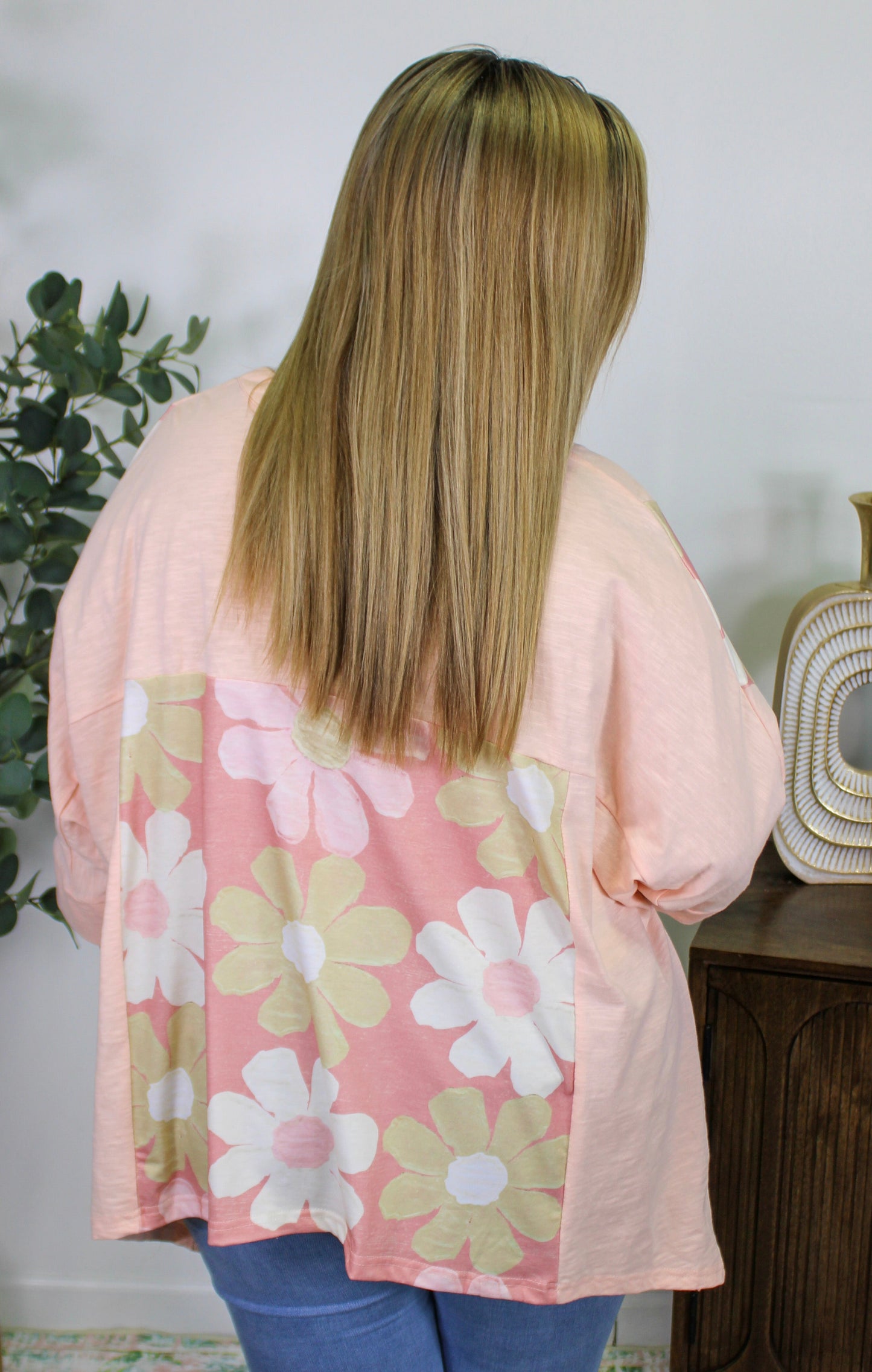 Pink Floral Patchwork Plus Top RTS