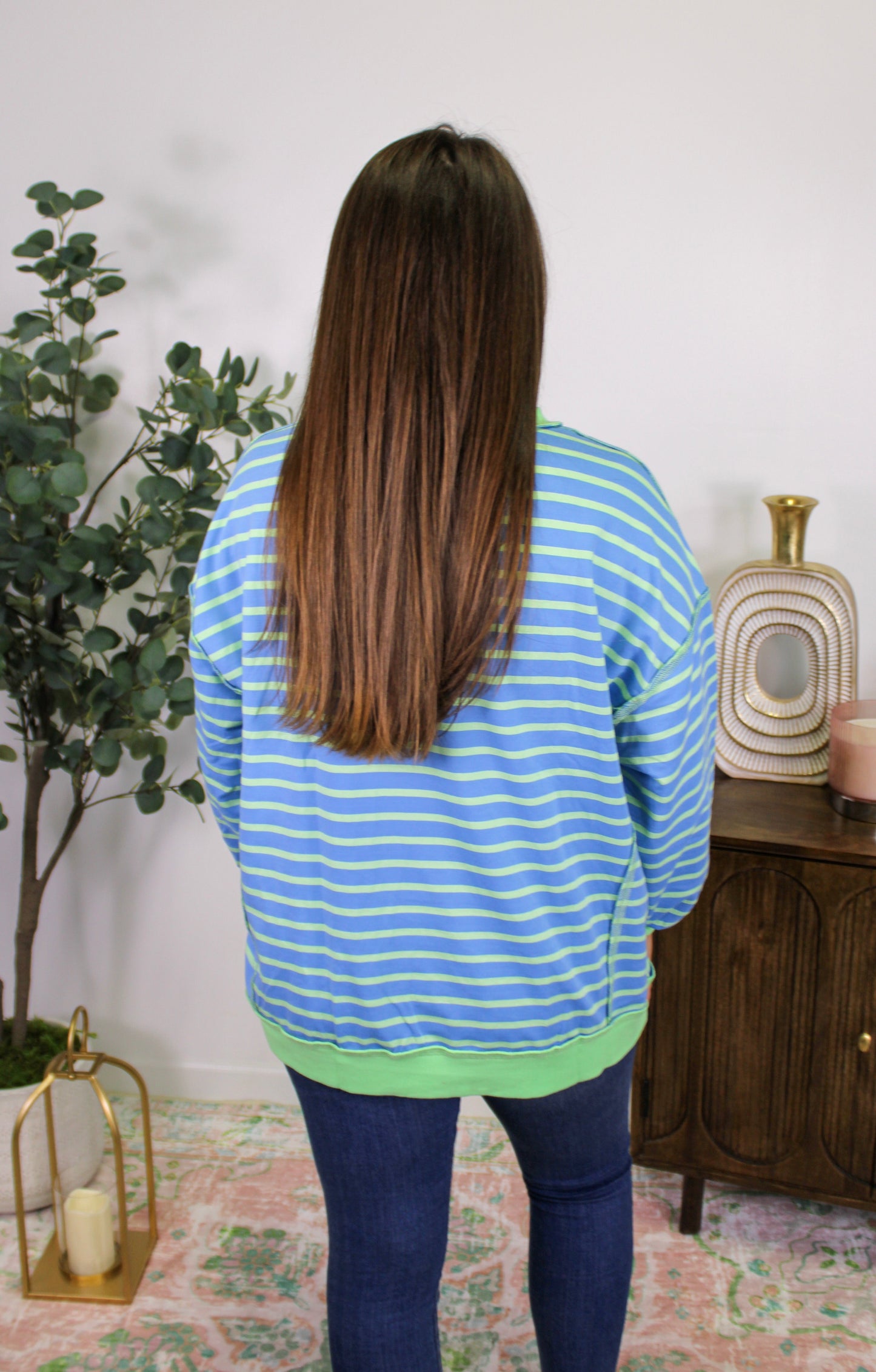 Blue and Green Long Sleeve Shirt LT