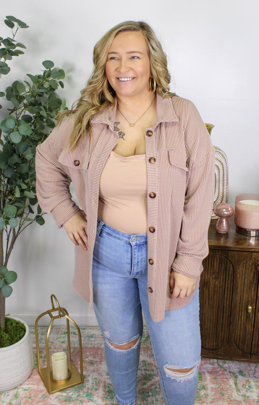 Brown Plus Size Shacket LT