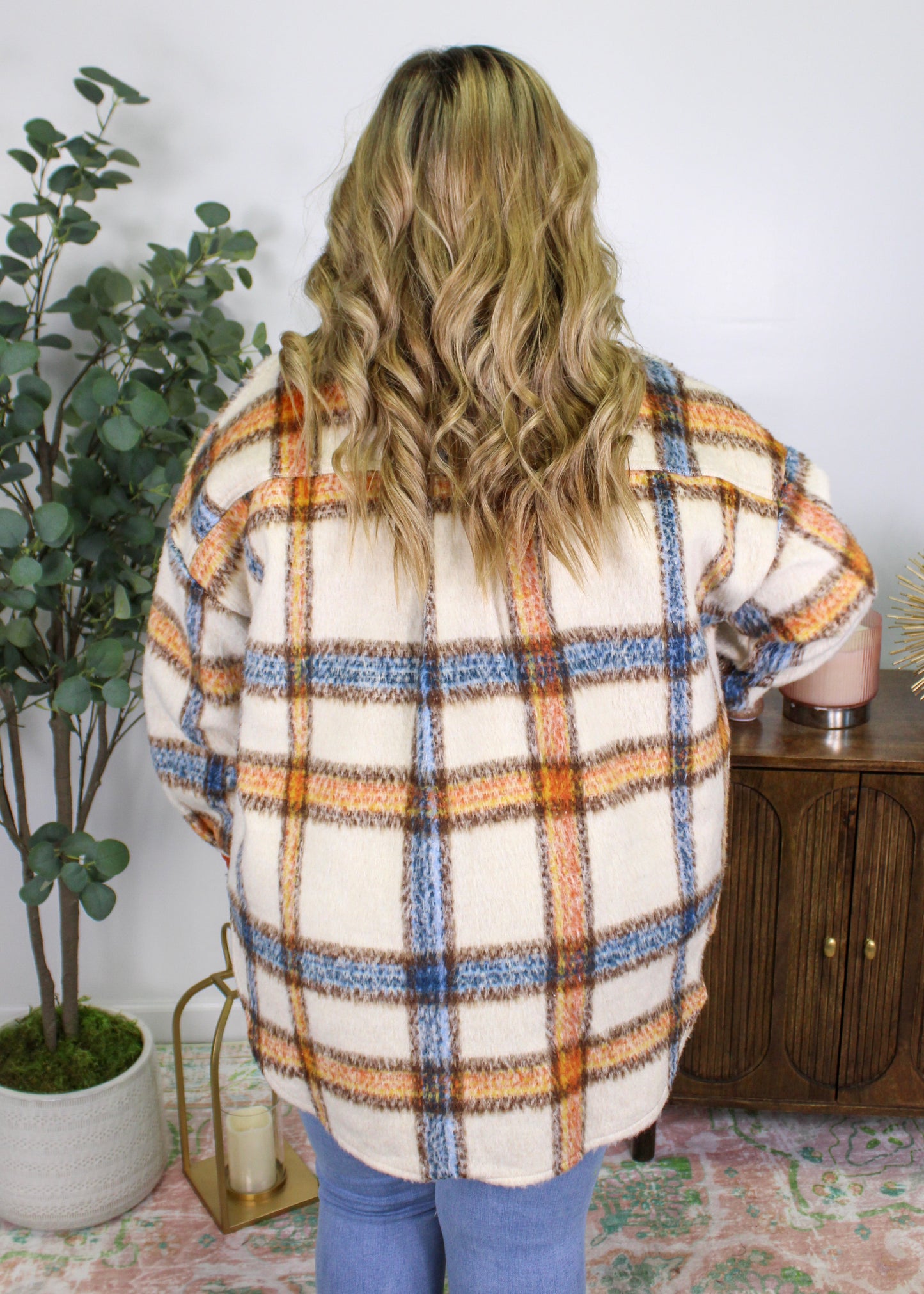 Orange Plaid Plus Size Jacket LT