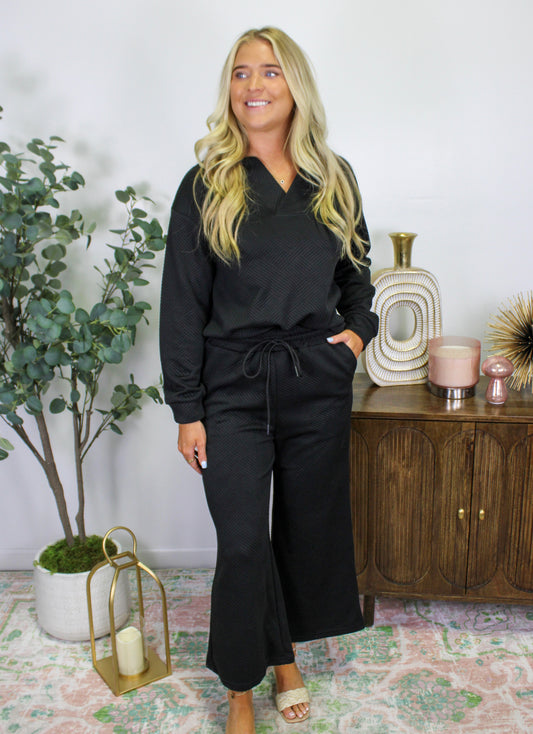 Black Collared Pants Set LT