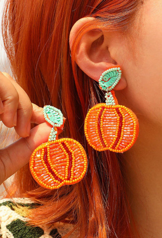 Pumpkin Beaded Earrings LT