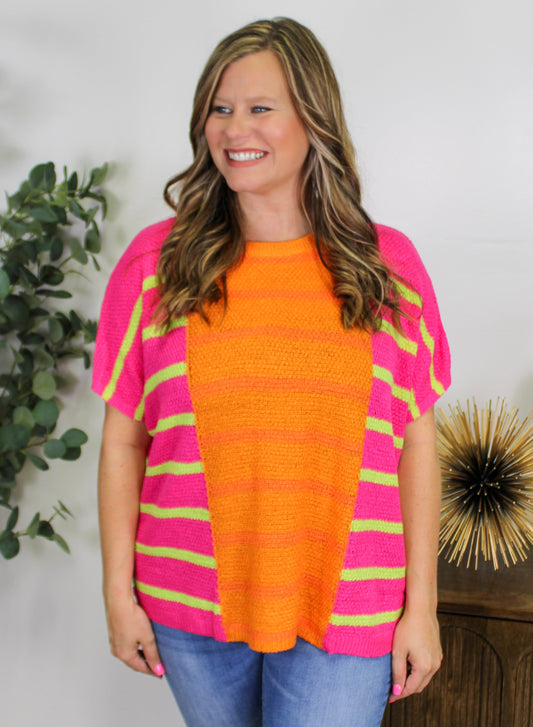 Orange Striped Knit Top RTS